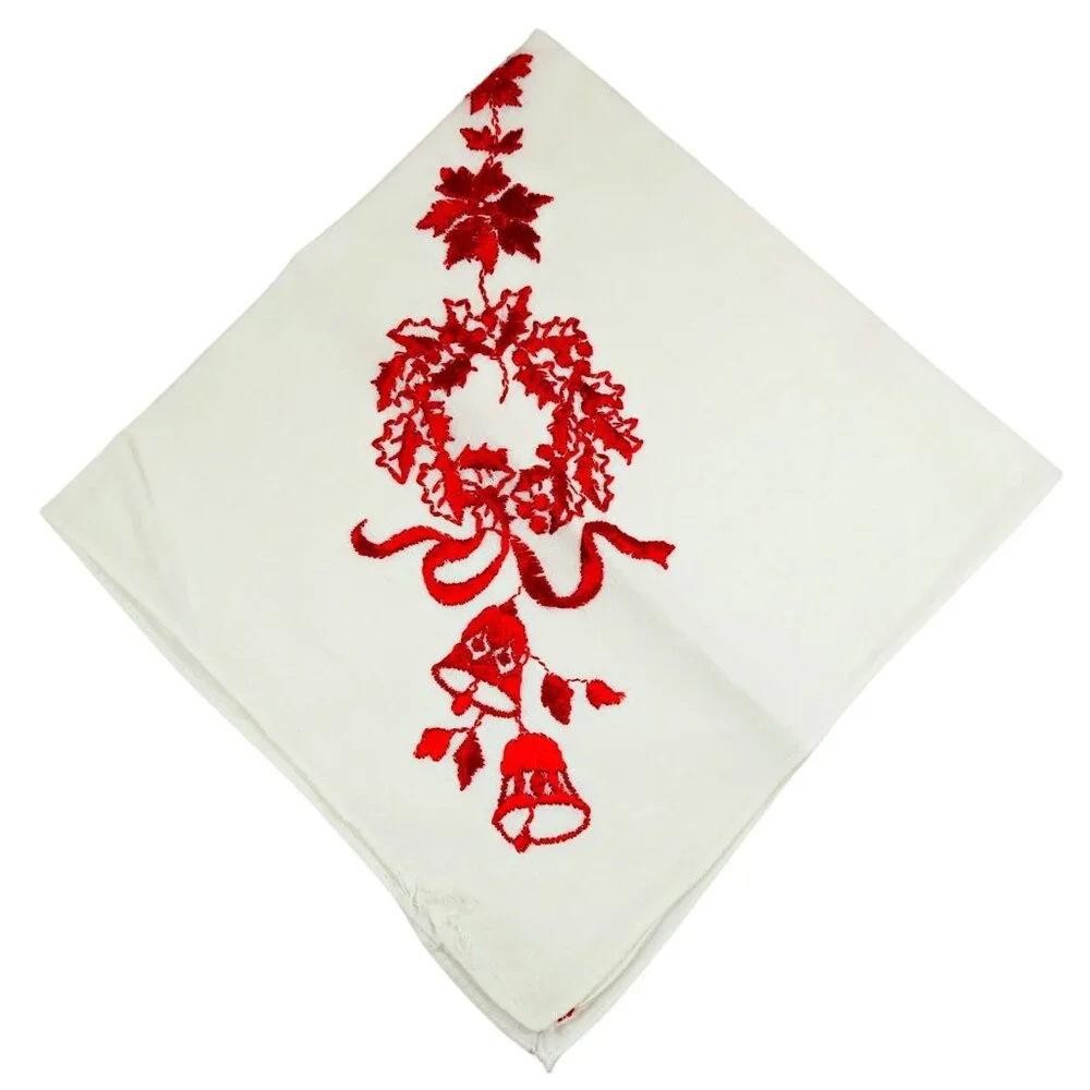 1940s Hand Embroidered Hankie Lot of 3 - Floral, Holiday, Sentiment - Picture 4 of 7